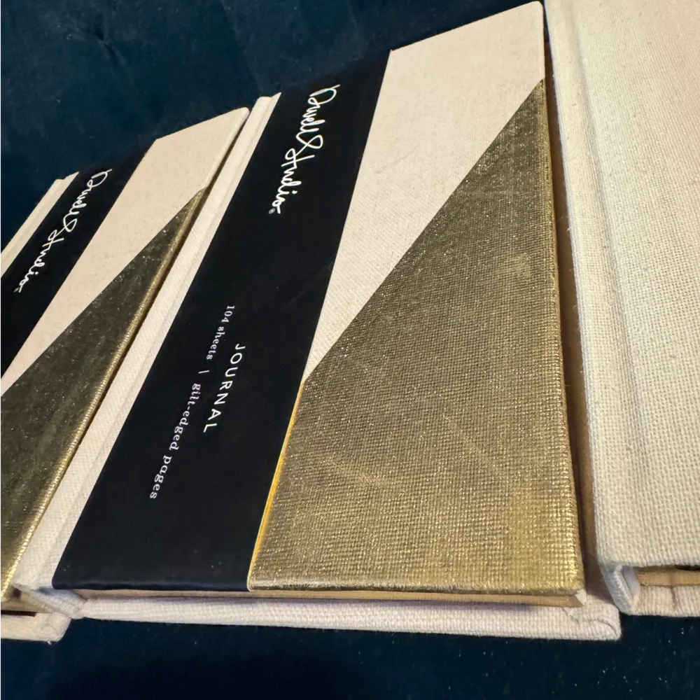 Dwell Studio Gold Leaf Gilt Edge Dot Grid Gold Light Pink Set of 3 Journals NEW